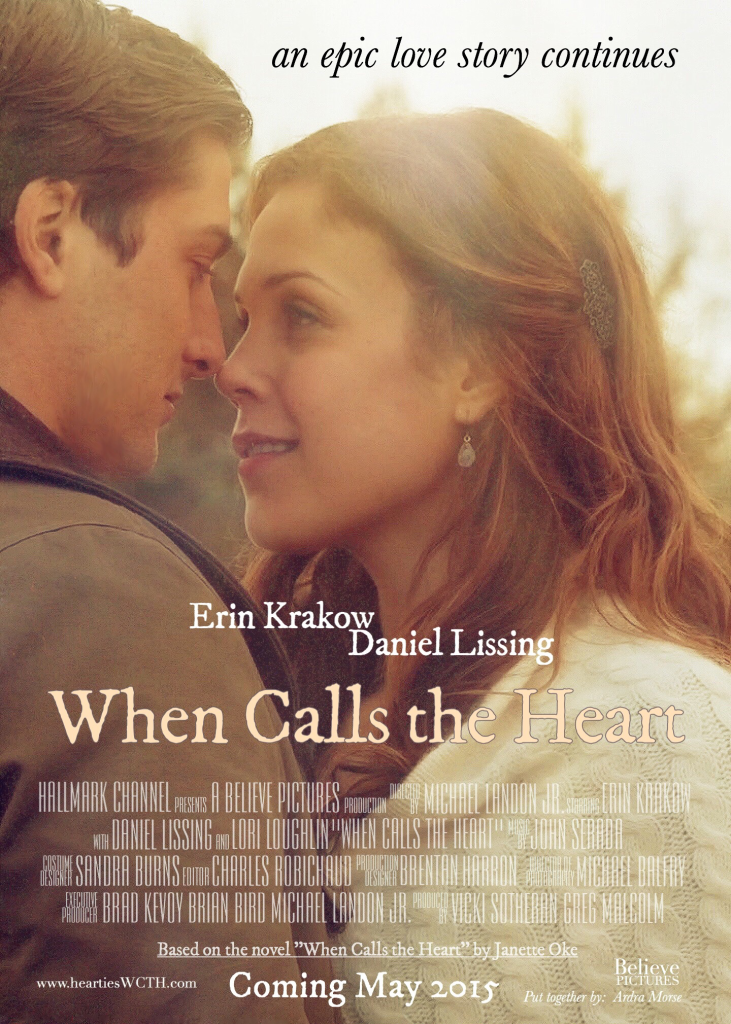 Ardra  was so impressed, she made another picture, then another, and so on, etc.  Thanks to Erin Krakow and the Hearties for getting this started up in me.  One of the hardest photos I did was the movie poster style fanart, but it is also her favorite: